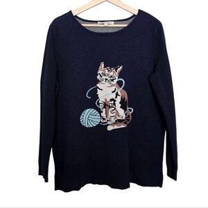 Astrologie Chic Cat Design Knit Long Sleeve Sweater Size Large